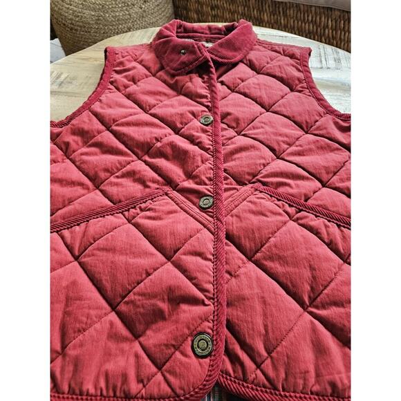 Woolrich Quilted Puffer Vest Women's Size M Crimson Red Plaid Outdoors Preppy - Picture 4 of 10